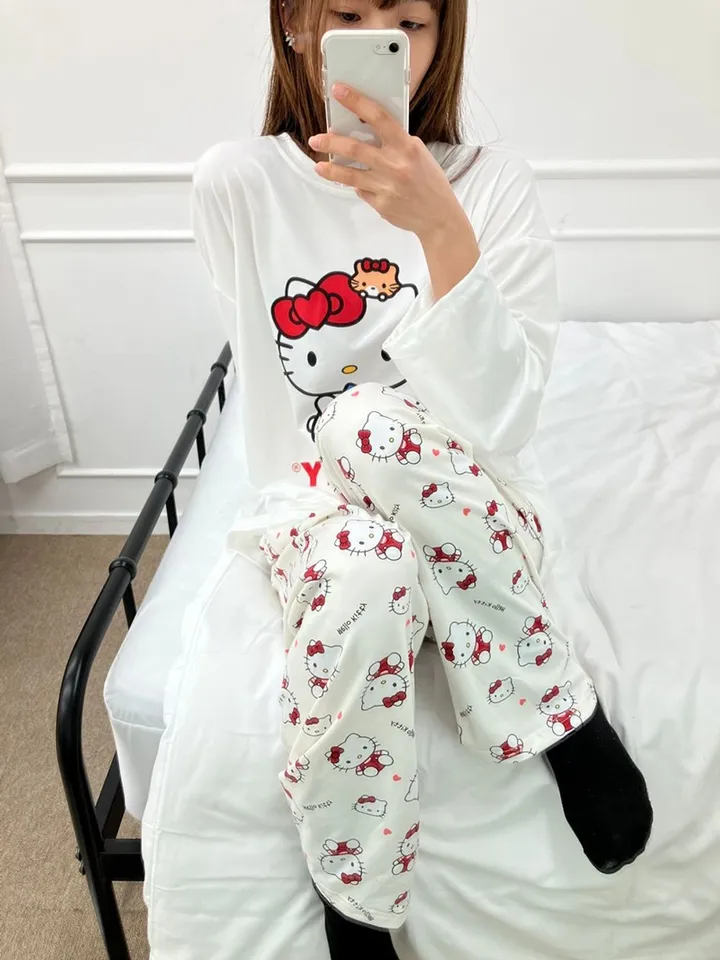 [💗당일발송] 키티 파자마세트 냥이 잠옷세트 홈웨어세트 파자마 상세 이미지 5