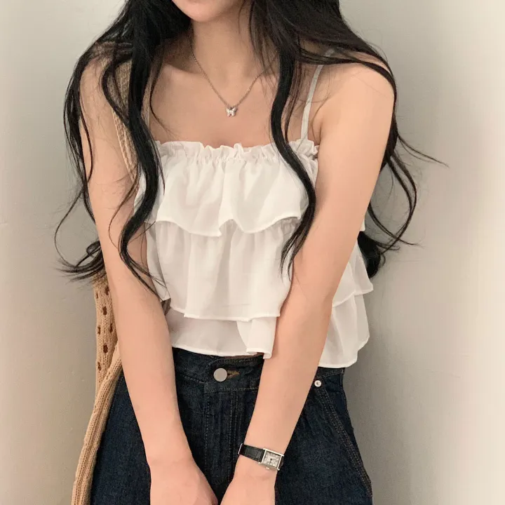 [베스트재진행] 메리미 프릴 캉캉 뷔스티에 크롭 끈나시;2col 상세 이미지 5