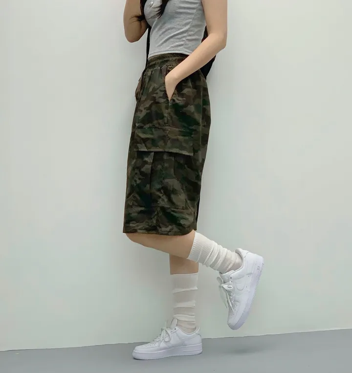 [카모버뮤다!/카고밴딩/5부기장] 카고 밴딩 하이웨스트 5부 버뮤다 숏팬츠 여름반바지 여름팬츠 상세 이미지 17