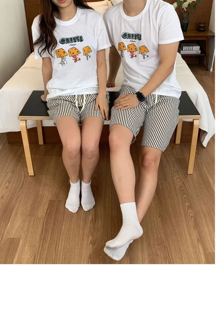 ❣️신상❣️ 남녀 커플 반바지 잠옷 스트라이프 여름 팬츠 2종 상세 이미지 5