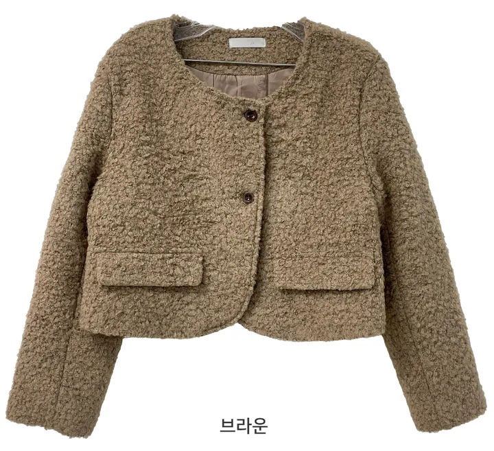 [2-3주소요/주문폭주]잇츠 라운드넥 크롭 부클 울 자켓 - 2 color 상세 이미지 34