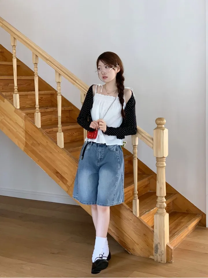 [도트가디건🖤]아떼 여리핏 도트 패턴 코튼 브이넥 롱슬리브 크롭 물결 가디건 3color 상세 이미지 27