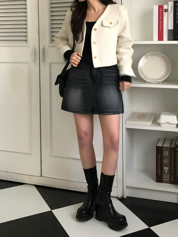 원스 워싱 데님 미니 스커트 상세 이미지 10