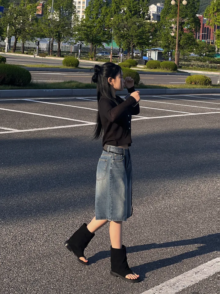 당일발송🔥핏보장 - 빈티지 캐주얼 데님 5부바지 - 버뮤다팬츠 상세 이미지 24