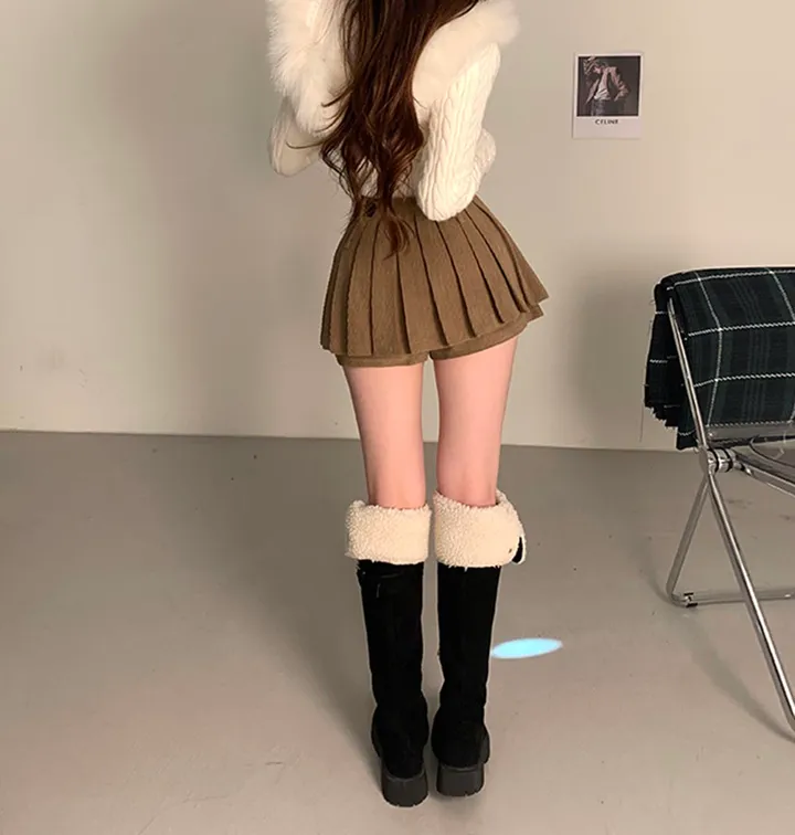 *비율최강핏set/뽀용템💓* 도톰 꽈배기 케이블 니트 퍼후드 투지퍼집업 상세 이미지 15