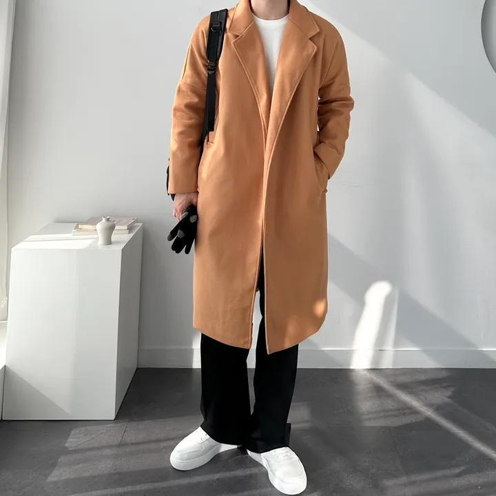 [1+1할인] 오버핏 로브 코트 미니멀 빅사이즈 아우터 남자롱로브코트 상세 이미지 7