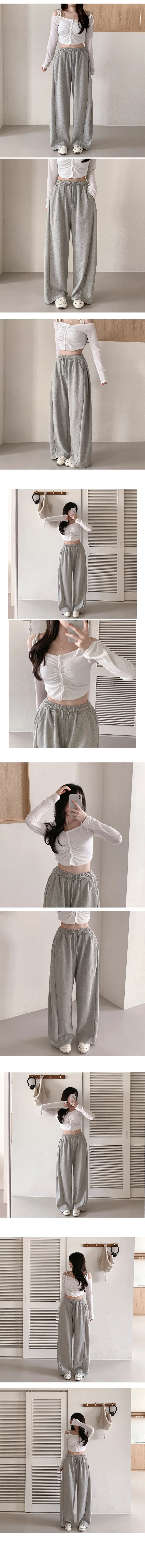 [골반볼륨up!] 폴딩 넉넉핏 완전와이드 옆절개트임 핀턱 롱트레이닝 팬츠 - 가을옷/가을바지/폴딩팬츠/간절기옷/빅사이즈바지/키작녀 상세 이미지 6