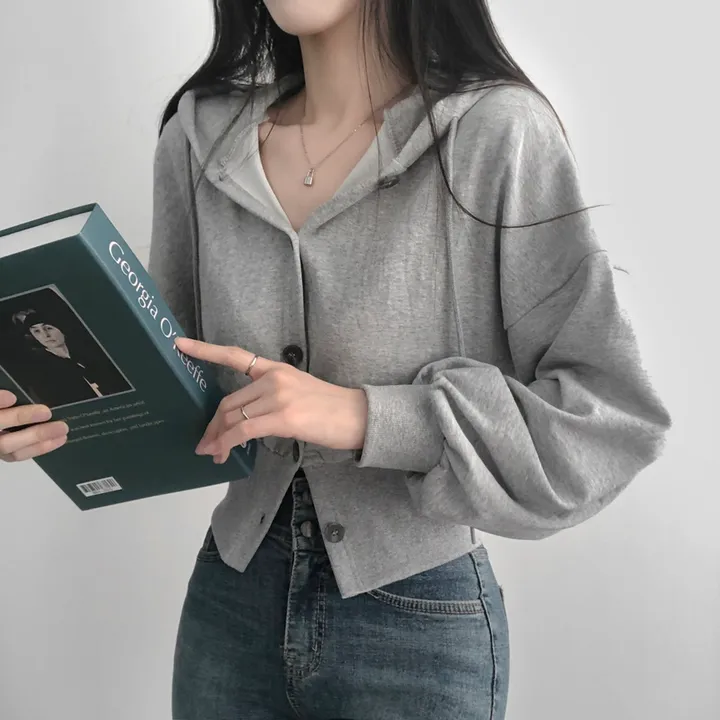 [허리군살 싹잡아줌] 잘록핏감! 소매낭낭 후드 단추 집업가디건 상세 이미지 23