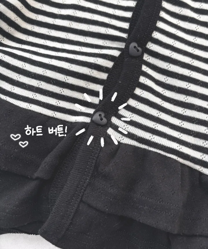 [하트단추🖤/스카시 펀칭] 말라핏 스트라이프 프릴 가디건 상세 이미지 6
