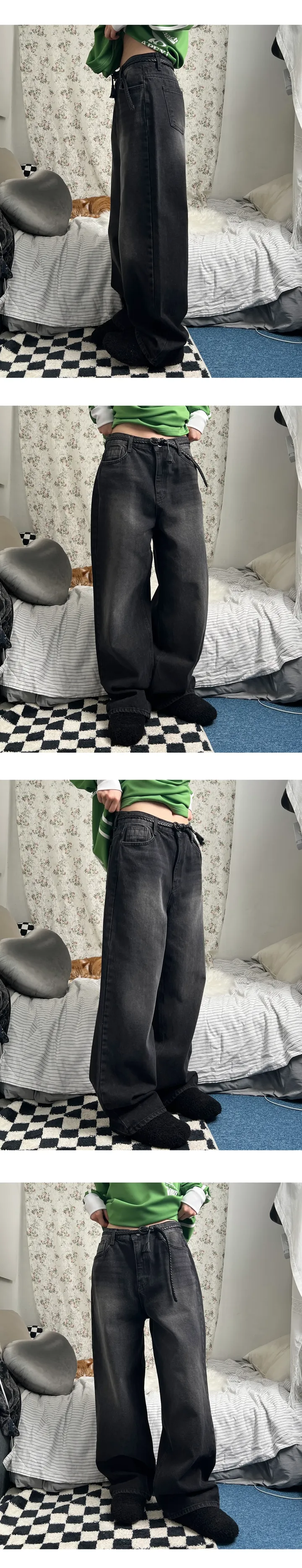 sand washing denim wide pants 상세 이미지 6