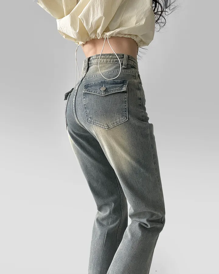 [~XL/2기장] 보헤미안 포켓걸 인어핏 S라인 워싱 부츠컷 데님 팬츠 바지 상세 이미지 49