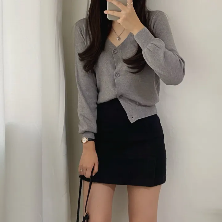 (데일리)소프트 기본 긴팔 니트 크롭 브이넥 가디건 5color 상세 이미지 37