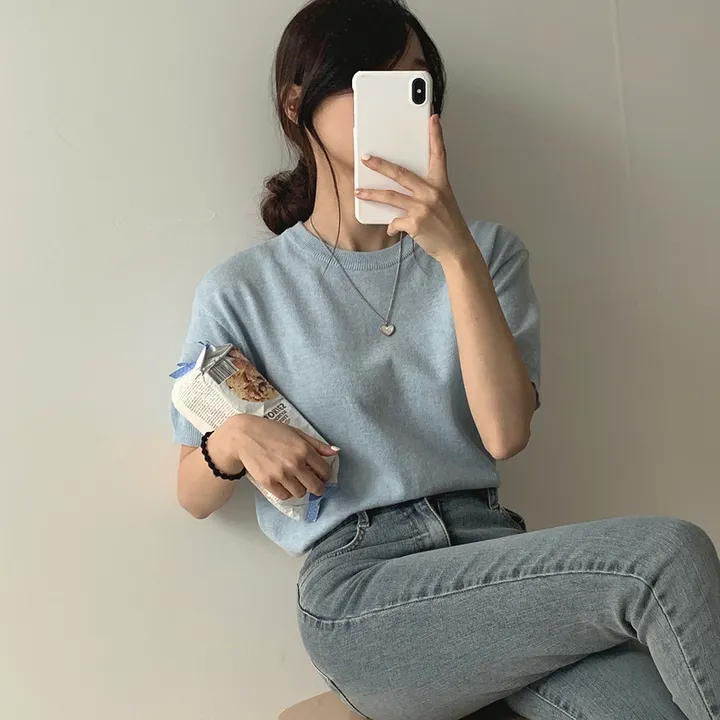 [ 샥출발*.* 데일리/9colors] 프루츠 라운드 반팔 니트 상세 이미지 8