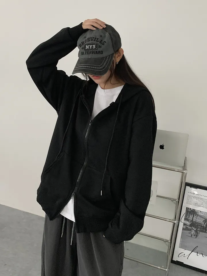 [UNISEX🖤/2사이즈선택(추가금x) 교복템,퀄보장🖤 투웨이집업 오버핏 기본 데일리 후드집업 남녀공용 커플템] 올데이투웨이후드집업 상세 이미지 45