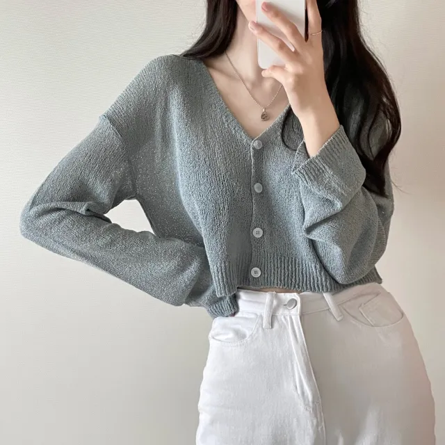 (5color)피넛 썸머 크롭 브이넥 가디건 상세 이미지 29