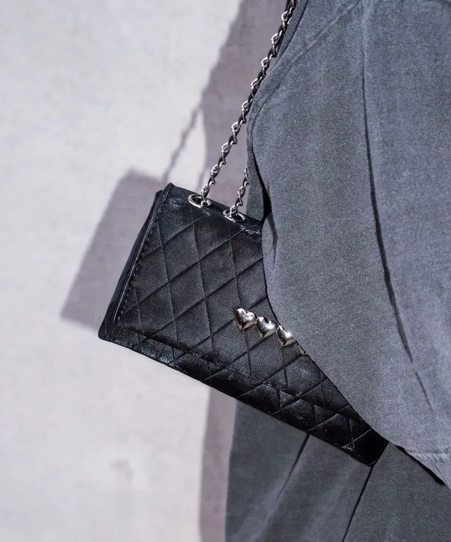 [💋신상/데일리❤️] 하트 체인 벨벳 퀼팅 숄더백 플립백 미니백 크로스백 (3color)