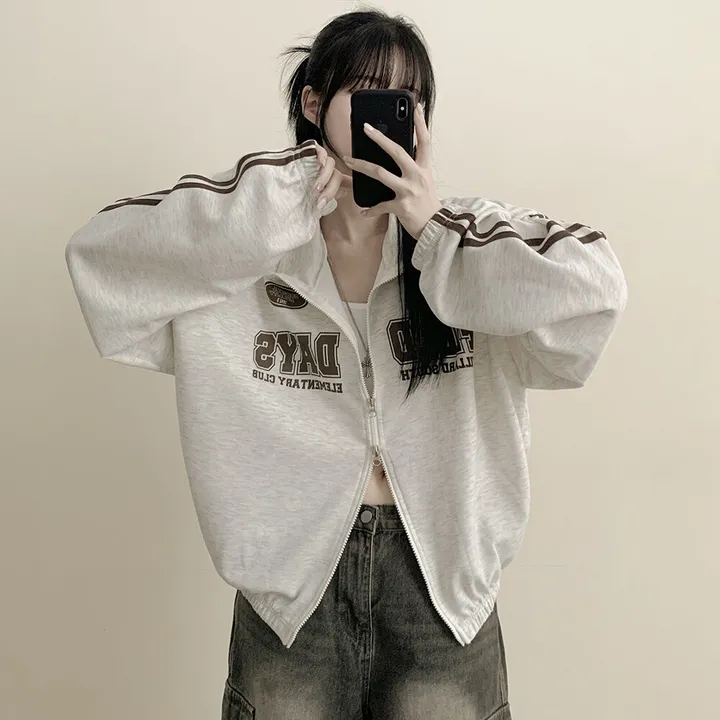 [왕오버핏/간절기필수!] 두줄 배색 트레이닝 트랙집업 점퍼 캠퍼스룩 개강룩 빅사이즈 상세 이미지 7