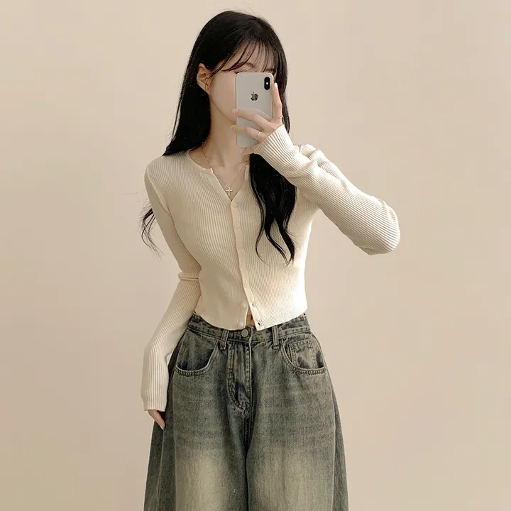 [고퀄!청순여리핏🤍] 러블리색감~ 파스텔 허리잘록 골지 슬림핏 봄여름 긴팔 크롭 니트가디건 소라 딸기우유 여름쿨톤 추천 벚꽃룩 상세 이미지 24