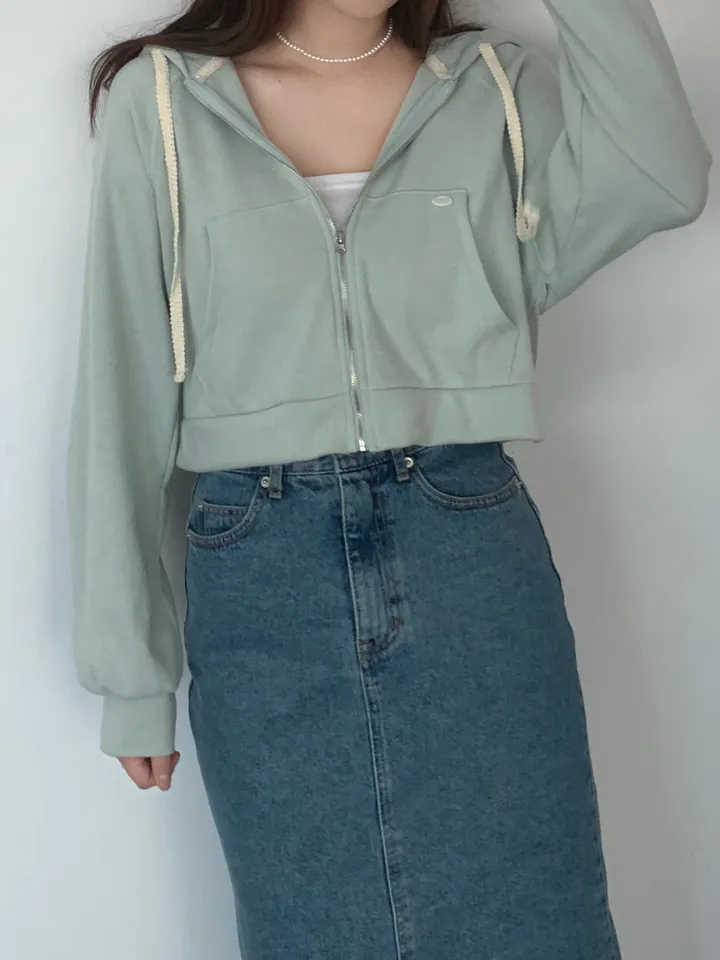 멜라운지 아크 후드 점퍼 mellounge 3col 레이스끈 패치 포인트 숏 러블리 파스텔 크롭 자켓 봄 상세 이미지 15
