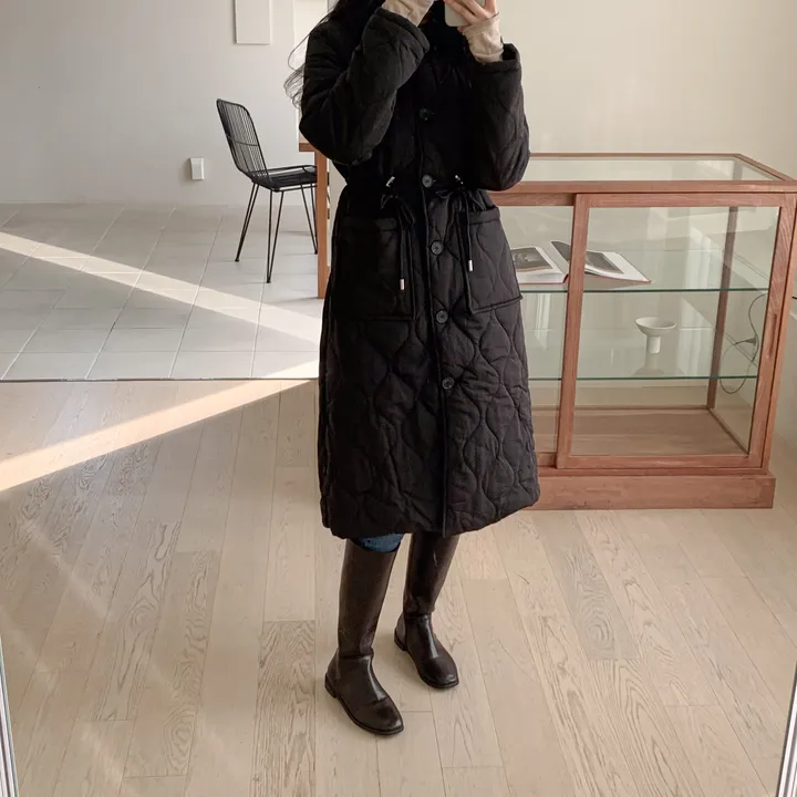 [당일출고/고퀄💯] 안감전체퍼 퍼카라 누빔 밍크 롱패딩 코트,2color 상세 이미지 34