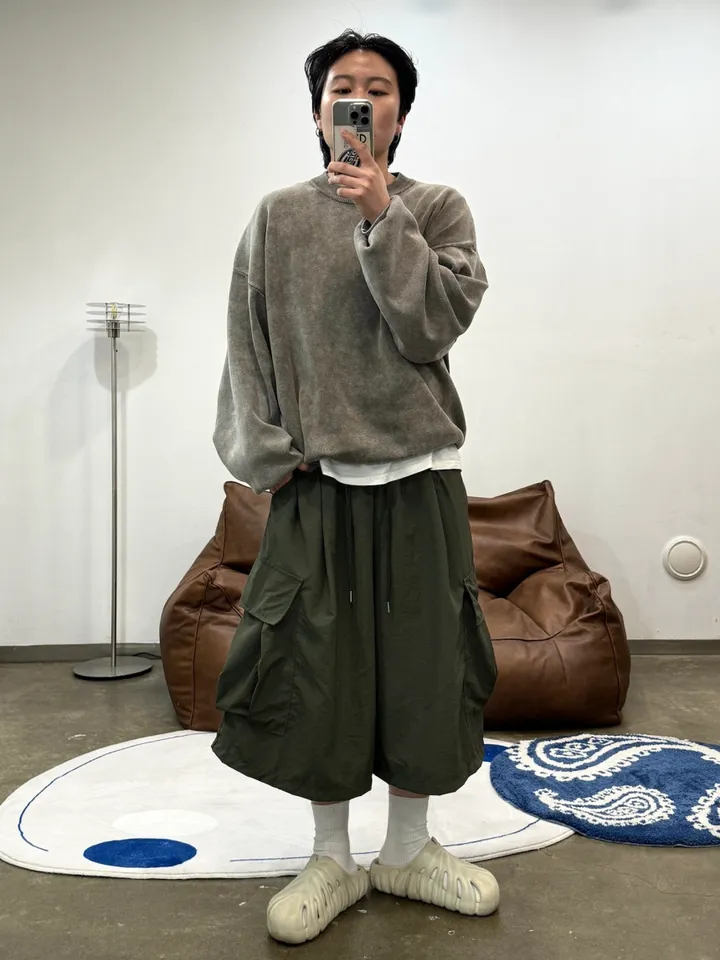 (누적 1000장)(4COLOR) 빅포켓 나일론 8부 카고팬츠 (카고반바지, 여름반바지, 8부팬츠, 와이드반바지, 카고하프팬츠, 나일론팬츠) 상세 이미지 9