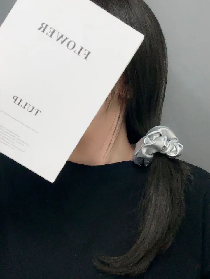 🚀당일발송🚀실버곱창 메탈머리끈 유니크헤어 가을신상 가죽 레자 메탈 상세 이미지 4