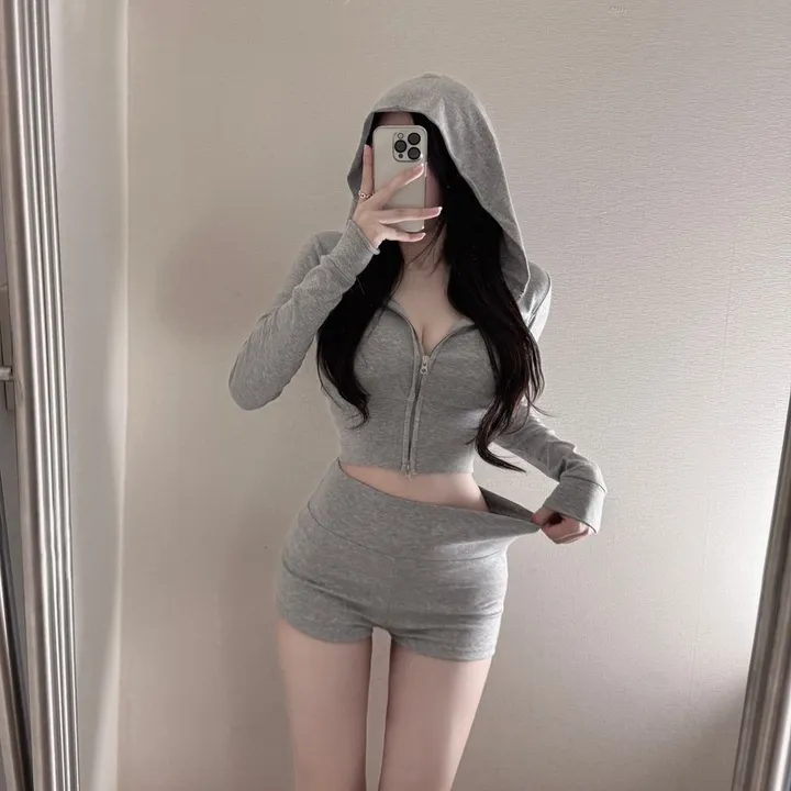 🩶섹시꾸안꾸🩶 요물 후드집업 숏팬츠 트레이닝 투피스 세트 상세 이미지 9