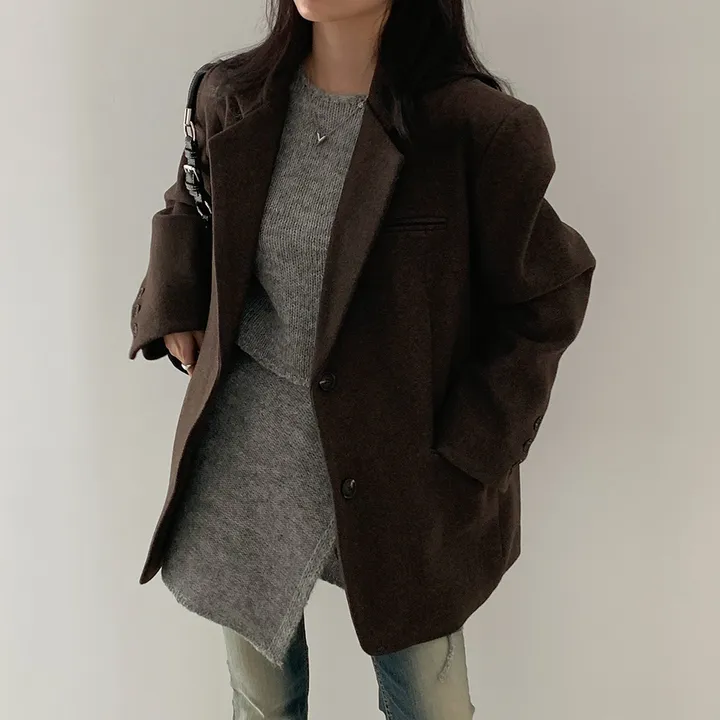 [wool100%/브랜드공정]  윈터 싱글 투버튼 카라 리얼 울 자켓 블레이저 - jk 상세 이미지 82