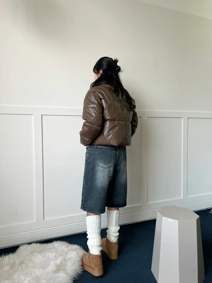 [당일출고❤️/최저가] 하이넥 레더 크롭 숏 패딩 점퍼 상세 이미지 16