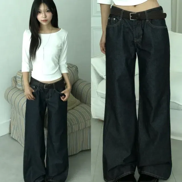 [논페이드/핏대박🖤/모델소장] 그램 로우 세미 부츠컷 생지 데님 팬츠