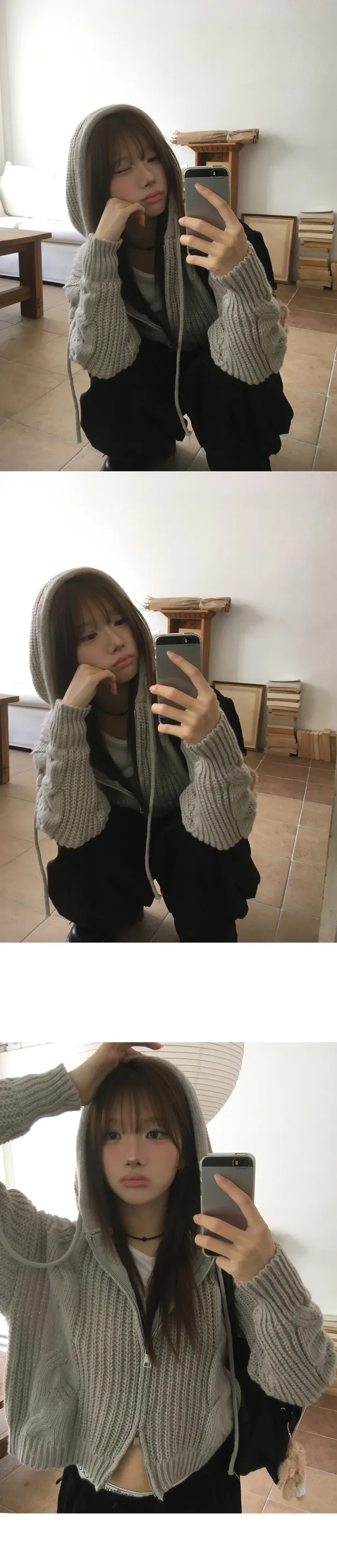 [모델극찬🖤] 꼭 소장 토미 꽈배기 투웨이 오버 니트후드집업 - 3color 상세 이미지 12