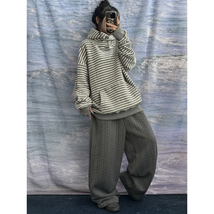 누빔🌡️[UNISEX/소장추천!]퀼트 블랭킷 웜업 케이블 포인트 윈터 루즈 와이드 트레이닝 팬츠(4color/5-7일 여유주문) 상세 이미지 80