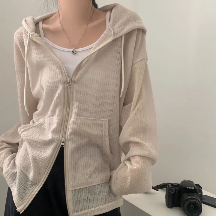 [여름아우터!/은은한비침] 한여름까지 필요한 투웨이 시스루 니트 후드집업,점퍼 - 5color 상세 이미지 26