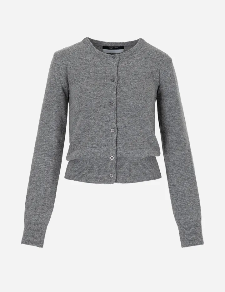 CASHMERE CROP ROUND NECK KNIT CARDIGAN 캐시미어 크롭 램스울 라운드 라운드넥 니트 가디건 상세 이미지 7