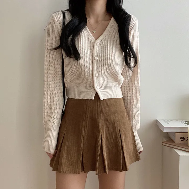[도톰해요!/강추] 데일리 브이넥 크롭 니트 가디건 상세 이미지 5