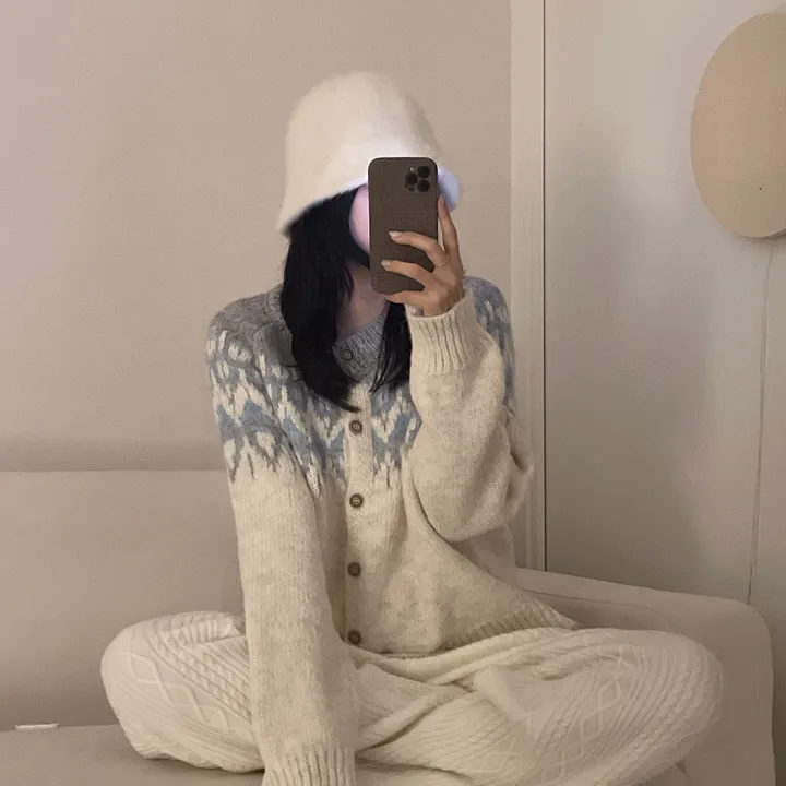 [손등덮는/🧶여리포근] 겨울 필수 아이템! 아벨 노르딕 앙고라 긴팔 니트 가디건 상세 이미지 24