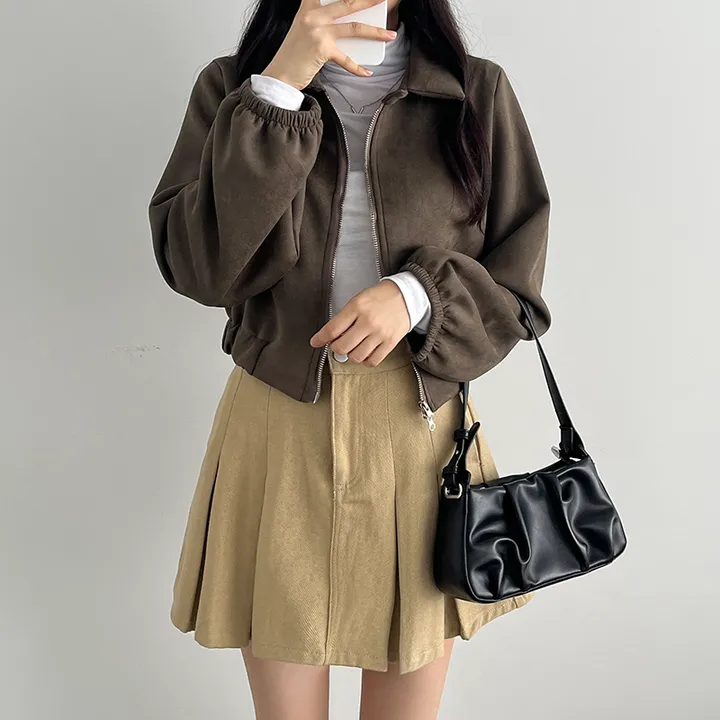 [봄재진행! *투웨이집업/빠른배송🤎스웨이드자켓,세무자켓,크롭아방핏 봄신상] 스웨이드투웨이점퍼 상세 이미지 12