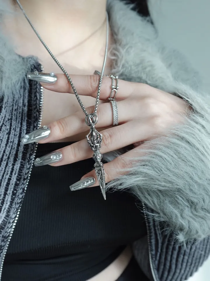[s.steel] sculpture necklace | 조각 빈티지 목걸이 써지컬 상세 이미지 10
