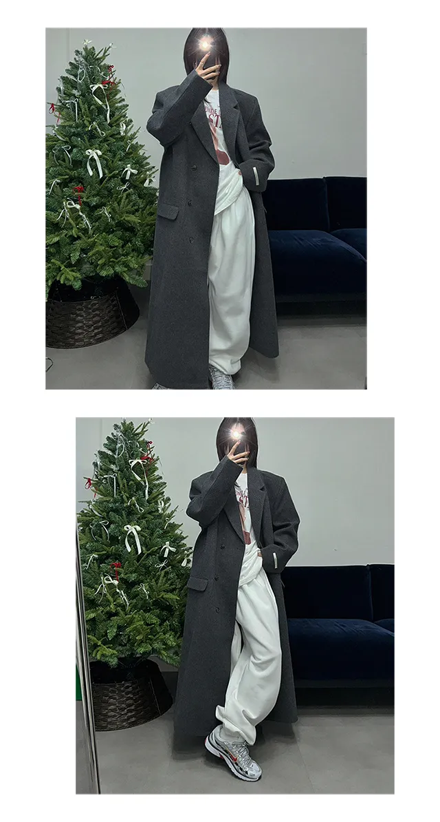 (Unisex) 카민 히든 롱 코트 (3color) 맥시 겨울코트 오버사이즈 울코트 남녀공용 상세 이미지 18