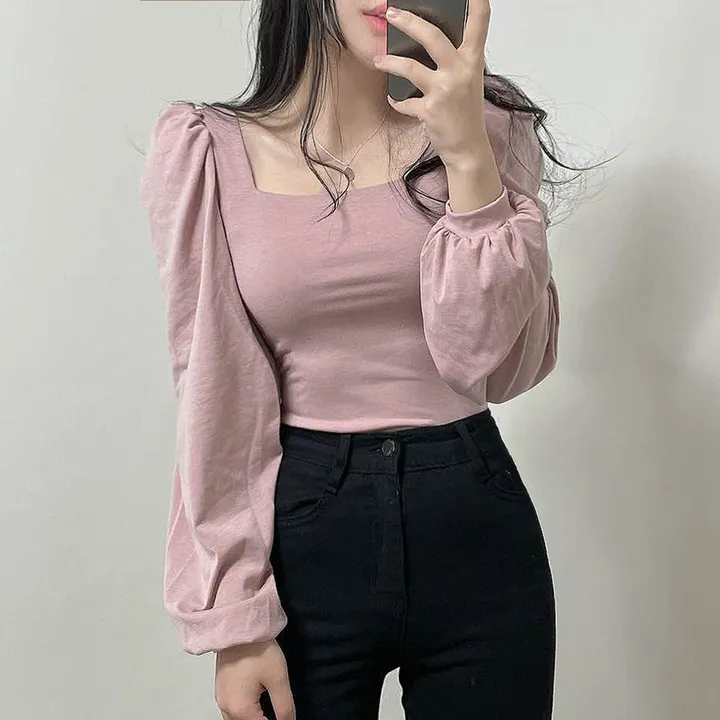[속옷비침X!묶음할인]여리글램 퍼프 모어 스퀘어 반크롭 긴팔T 4col 상세 이미지 28