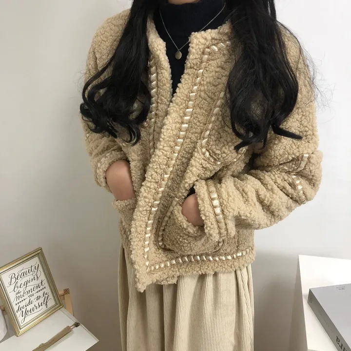 실물이 더 예쁜 3color: 트위드 양털 포켓 무스탕 자켓 상세 이미지 6