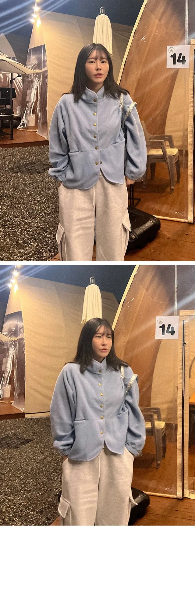 (기획/2color) 키딩 플리스 하이넥 래글런 포켓 루즈핏 기모 겨울 후리스 간절기 점퍼 상세 이미지 8