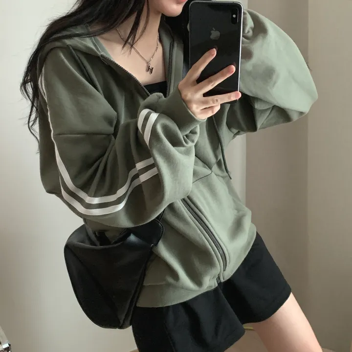 [루즈핏/꾸안꾸🖤] 키트 투라인 후드 집업 점퍼 상세 이미지 15