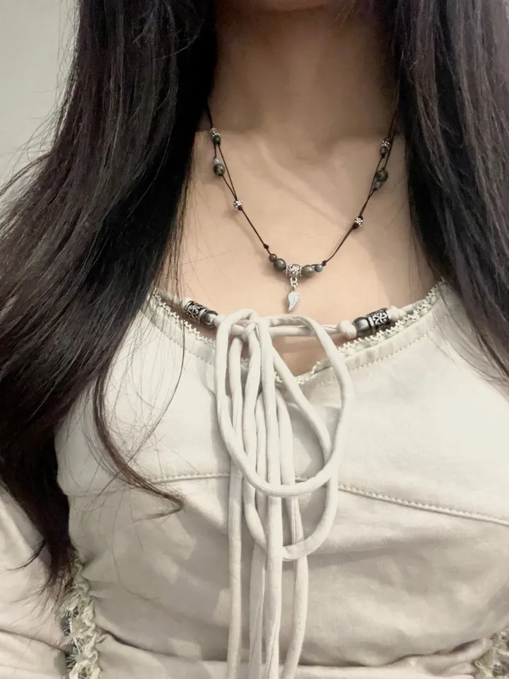 [자체제작] Vintage leaf Necklace 원석 매듭 목걸이 상세 이미지 20