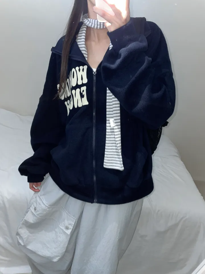[unisex] 워킹 오버핏 뽀글이 후리스 집업 (2color) 상세 이미지 9