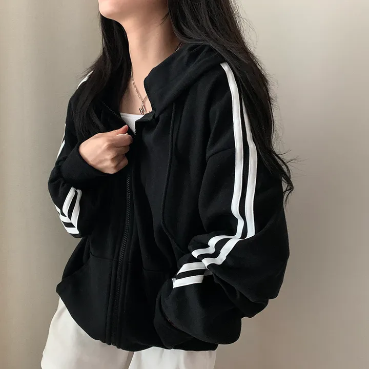 [루즈핏/꾸안꾸🖤] 키트 투라인 후드 집업 점퍼 상세 이미지 4