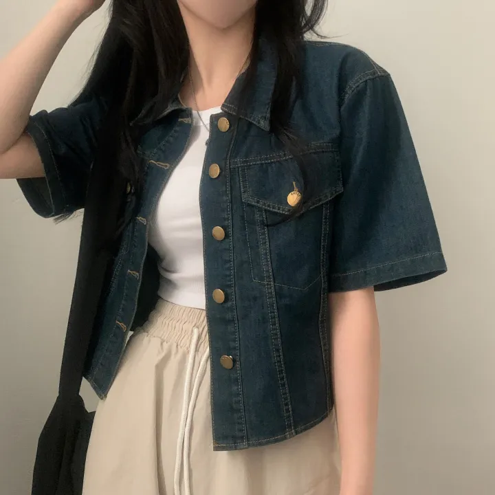[데일리/청순무드(＊’͜’ )] 봄웨더 반팔 데님 크롭 청자켓 - 3color 상세 이미지 39
