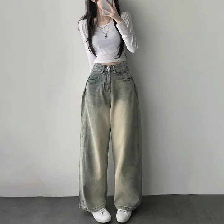 *주문1등* [골반생성/색감대박] 옆핀턱 빈티지 워싱 와이드 롱 데님 팬츠 청바지 상세 이미지 6