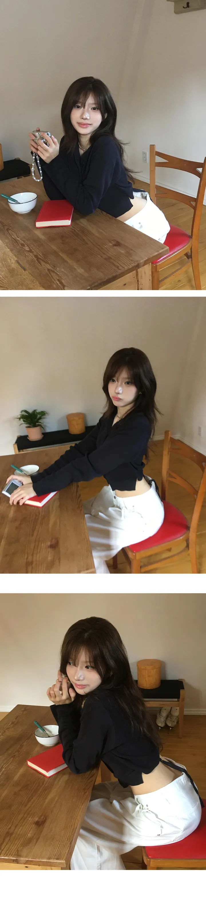 [잘록 허리 핏조절🖤] 리본 스트랩 라운드넥 가디건 - 4color 상세 이미지 8