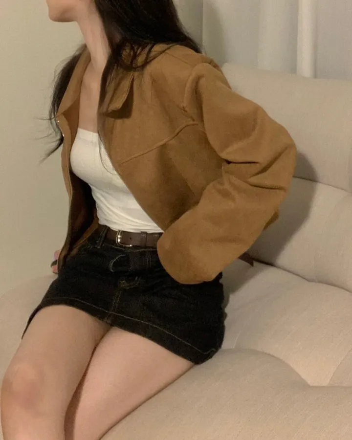 스웨이드 세미크롭 집업jp -3col 상세 이미지 9
